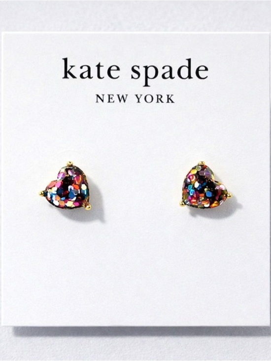 kate spade Jewelry - Kate Spade Heart Earrings Multicolor Crystal Studs Gold Tone NWT